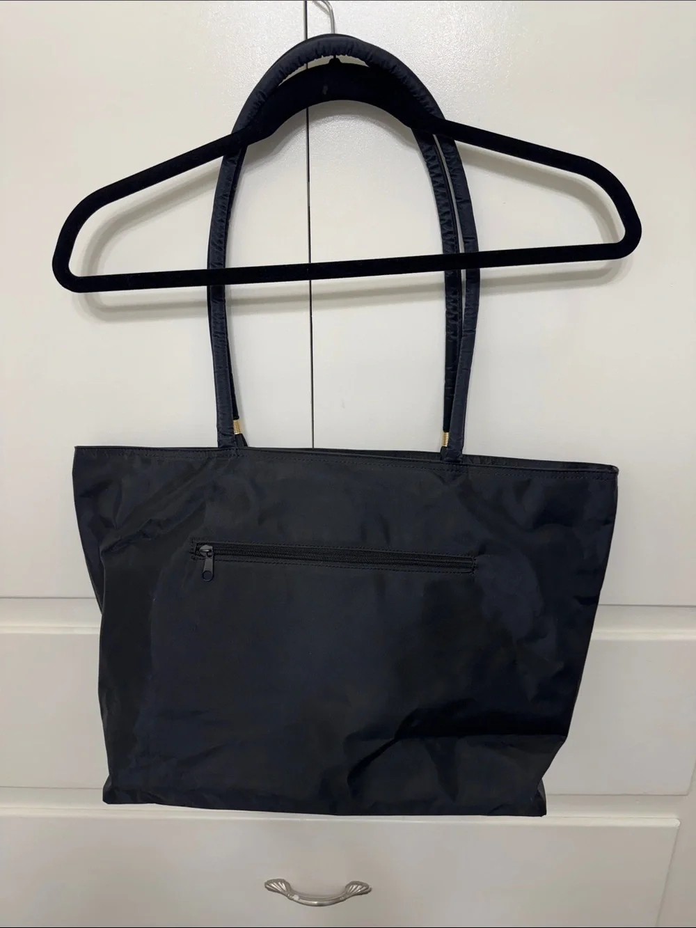 Black London Tote Bag with Gold Embroidery